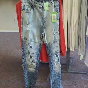 Distressed Blue Jeans